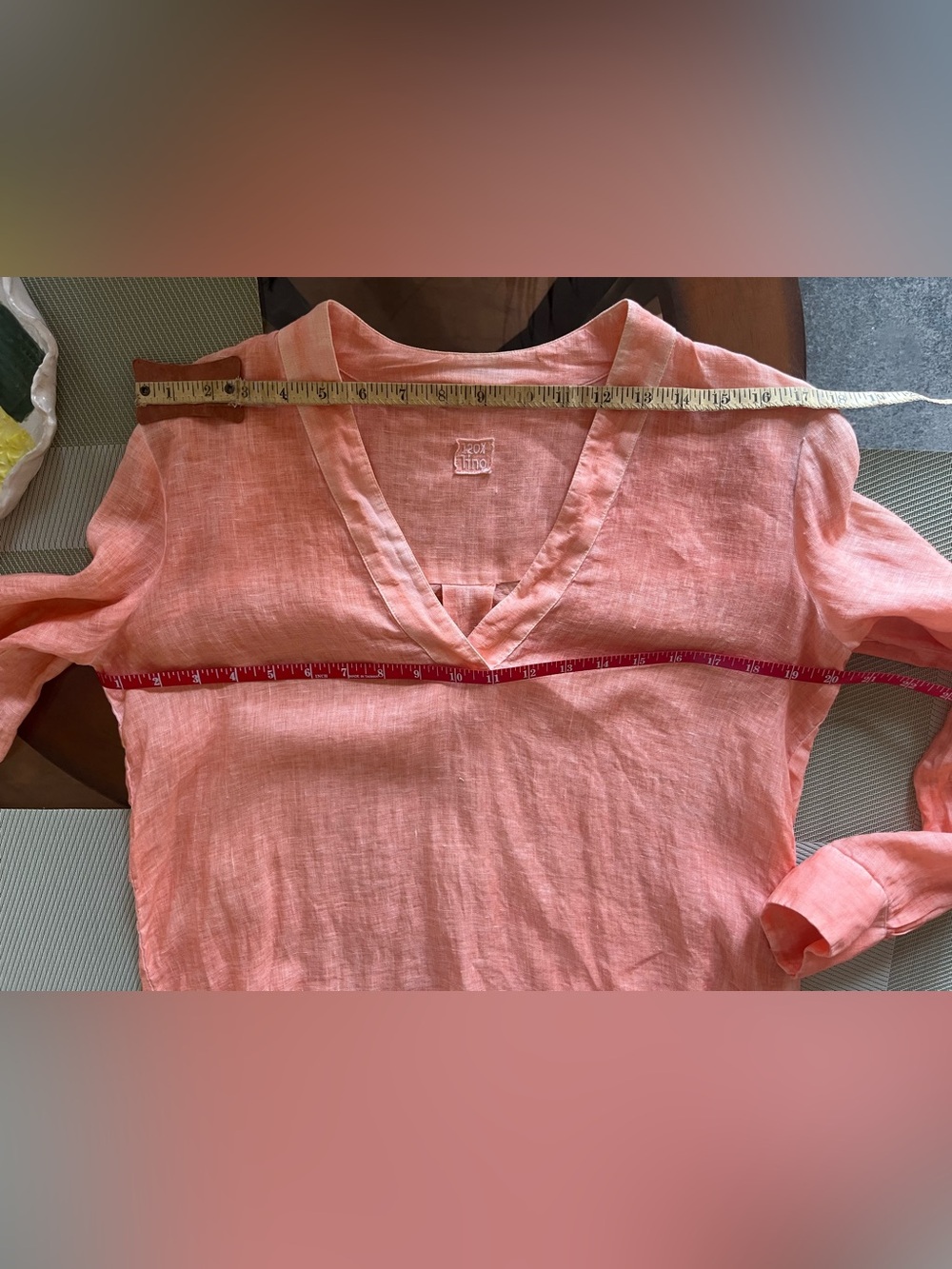 120% Lino Popover Pure Linen Shirt in Tangerine - Picture 9 of 16